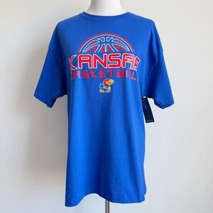 Kansas Jayhawks Basketball T-Shirt Men’s Size Large NCAA Blue Red Shirt Fan Gear